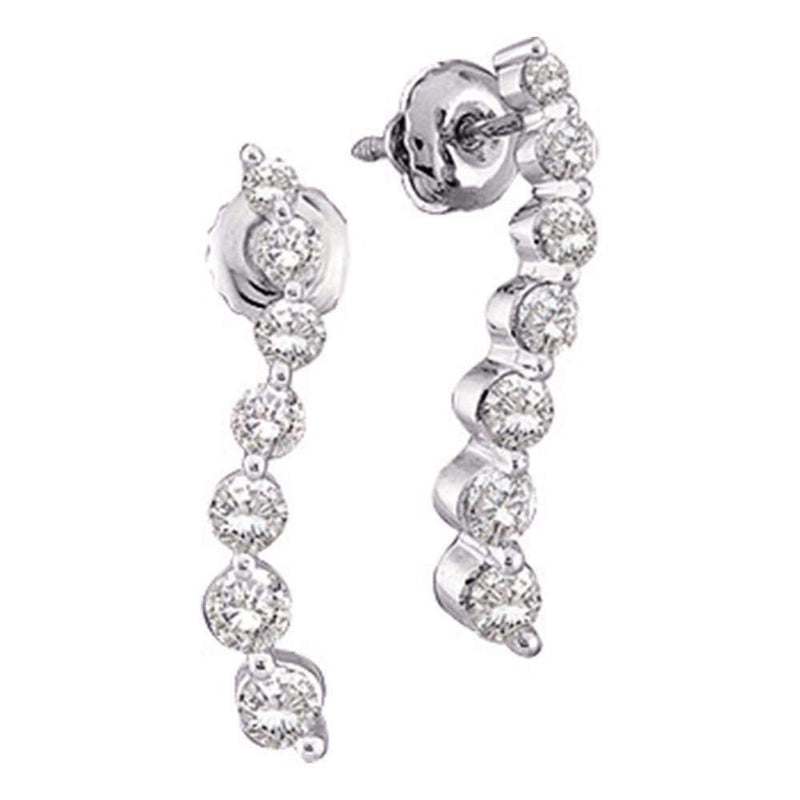 10kt White Gold Women's Round Diamond Graduated Journey Screwback Earrings 1-4 Cttw - FREE Shipping (US/CAN)-Gold & Diamond Earrings-JadeMoghul Inc.