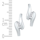 10kt White Gold Women's Round Diamond Half J Hoop Fashion Earrings 1-8 Cttw - FREE Shipping (US/CAN)-Gold & Diamond Earrings-JadeMoghul Inc.