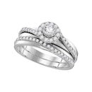 10kt White Gold Women's Round Diamond Halo Bridal Wedding Engagement Ring Band Set 1-1/2 Cttw - FREE Shipping (US/CAN)-Gold & Diamond Wedding Ring Sets-5-JadeMoghul Inc.