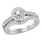 10kt White Gold Women's Round Diamond Halo Bridal Wedding Engagement Ring Band Set 1/3 Cttw - FREE Shipping (US/CAN)-Gold & Diamond Wedding Ring Sets-9.5-JadeMoghul Inc.