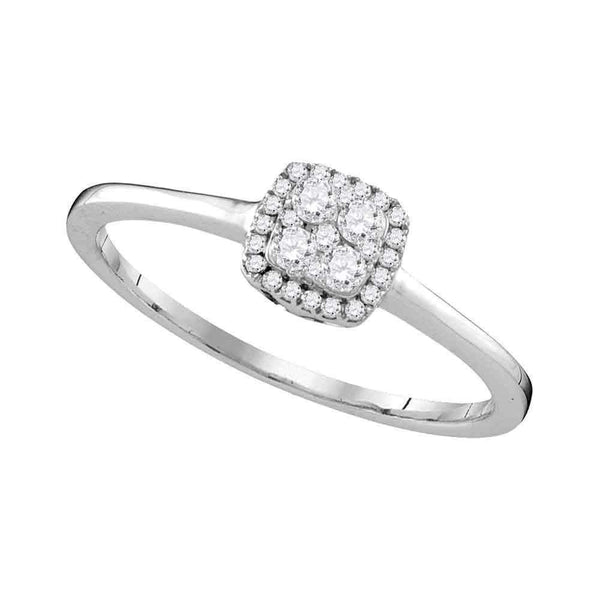 10kt White Gold Women's Round Diamond Halo Cluster Bridal Wedding Engagement Ring 1/5 Cttw - FREE Shipping (US/CAN)-Wedding Jewelry-5-JadeMoghul Inc.
