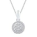 10kt White Gold Women's Round Diamond Halo Flower Cluster Pendant 1-4 Cttw - FREE Shipping (US/CAN)-Gold & Diamond Pendants & Necklaces-JadeMoghul Inc.