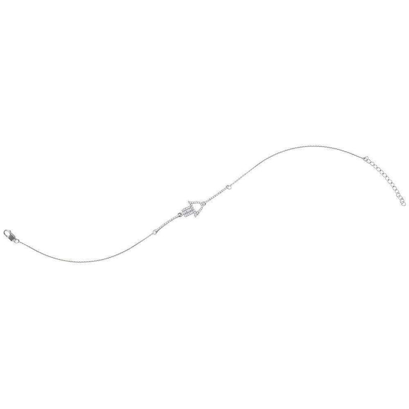 10kt White Gold Women's Round Diamond Hamsa Hand Chain Bracelet 1-5 Cttw - FREE Shipping (US/CAN)-Gold & Diamond Bracelets-JadeMoghul Inc.