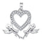 10kt White Gold Women's Round Diamond Heart Angel Cherub Pendant 1-10 Cttw - FREE Shipping (US/CAN)-Gold & Diamond Pendants & Necklaces-JadeMoghul Inc.