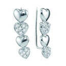 10kt White Gold Women's Round Diamond Heart Climber Earrings 1-2 Cttw - FREE Shipping (US/CAN)-Gold & Diamond Earrings-JadeMoghul Inc.