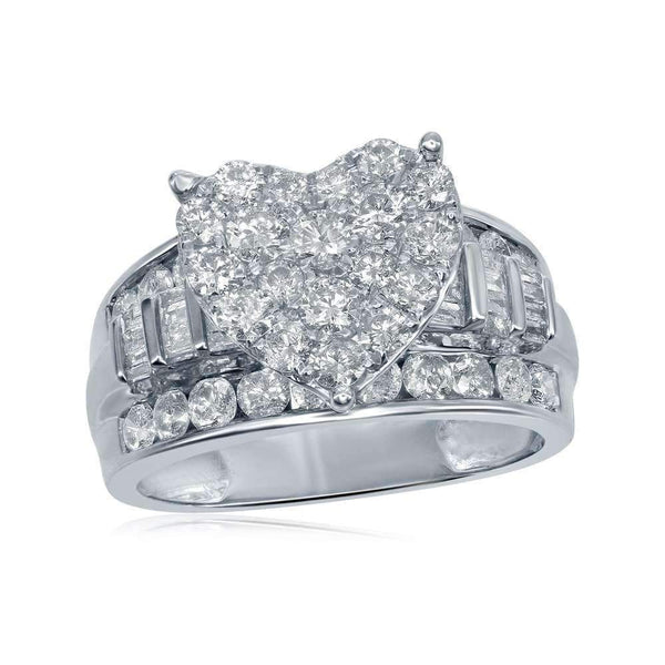 10kt White Gold Women's Round Diamond Heart Cluster Bridal Wedding Engagement Ring 2.00 Cttw - FREE Shipping (US/CAN)-Gold & Diamond Engagement & Anniversary Rings-6-JadeMoghul Inc.