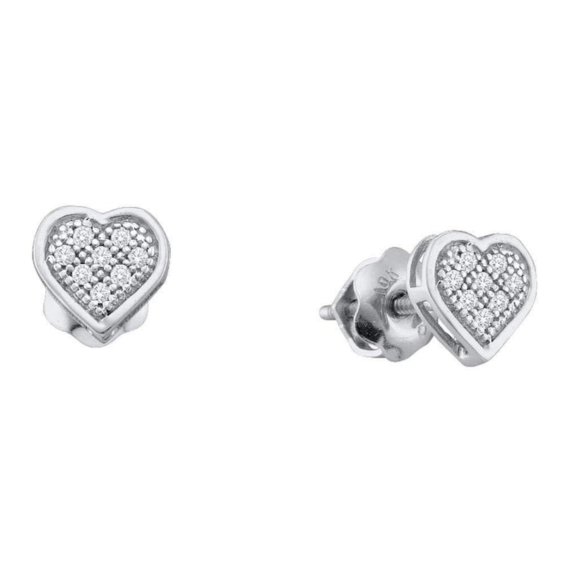 10kt White Gold Women's Round Diamond Heart Cluster Earrings 1-5 Cttw - FREE Shipping (USA/CAN)-Gold & Diamond Earrings-JadeMoghul Inc.