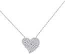 10kt White Gold Women's Round Diamond Heart Cluster Pendant Necklace 1-3 Cttw - FREE Shipping (US/CAN)-Gold & Diamond Pendants & Necklaces-JadeMoghul Inc.