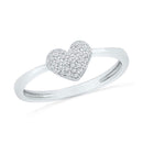 10kt White Gold Women's Round Diamond Heart Cluster Ring 1/10 Cttw - FREE Shipping (US/CAN)-Gold & Diamond Heart Rings-5-JadeMoghul Inc.