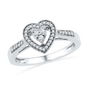 10kt White Gold Womens Round Diamond Heart Cluster Ring 1/5 Cttw - FREE Shipping (US/CAN)-Gold & Diamond Heart Rings-8-JadeMoghul Inc.