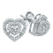 10kt White Gold Women's Round Diamond Heart Cluster Screwback Earrings 1-12 Cttw - FREE Shipping (USA/CAN)-Gold & Diamond Earrings-JadeMoghul Inc.