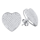 10kt White Gold Women's Round Diamond Heart Cluster Screwback Earrings 1-20 Cttw - FREE Shipping (USA/CAN)-Gold & Diamond Earrings-JadeMoghul Inc.