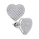 10kt White Gold Women's Round Diamond Heart Cluster Screwback Earrings 1-3 Cttw - FREE Shipping (USA/CAN)-Gold & Diamond Earrings-JadeMoghul Inc.