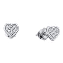 10kt White Gold Women's Round Diamond Heart Cluster Screwback Earrings 1-4 Cttw - FREE Shipping (USA/CAN)-Gold & Diamond Earrings-JadeMoghul Inc.