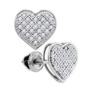 10kt White Gold Women's Round Diamond Heart Cluster Screwback Earrings 1-6 Cttw - FREE Shipping (US/CAN)-Gold & Diamond Earrings-JadeMoghul Inc.