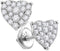 10kt White Gold Women's Round Diamond Heart Cluster Screwback Stud Earrings 3-4 Cttw - FREE Shipping (US/CAN)-Gold & Diamond Earrings-JadeMoghul Inc.