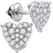 10kt White Gold Women's Round Diamond Heart Cluster Stud Earrings 1-2 Cttw - FREE Shipping (US/CAN)-Gold & Diamond Earrings-JadeMoghul Inc.