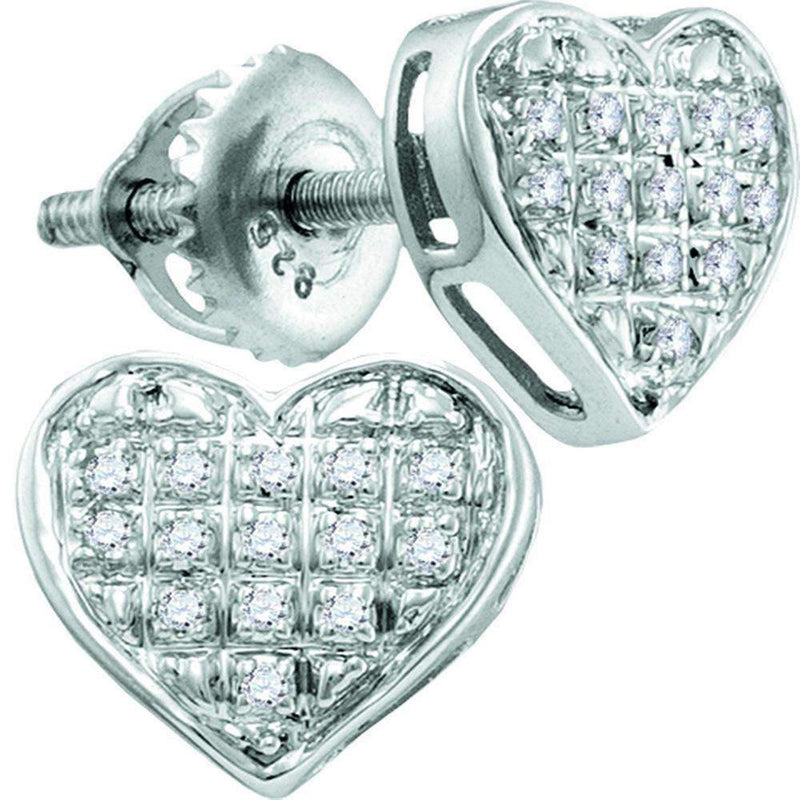 10kt White Gold Women's Round Diamond Heart Cluster Stud Earrings 1-20 Cttw - FREE Shipping (USA/CAN)-Gold & Diamond Earrings-JadeMoghul Inc.