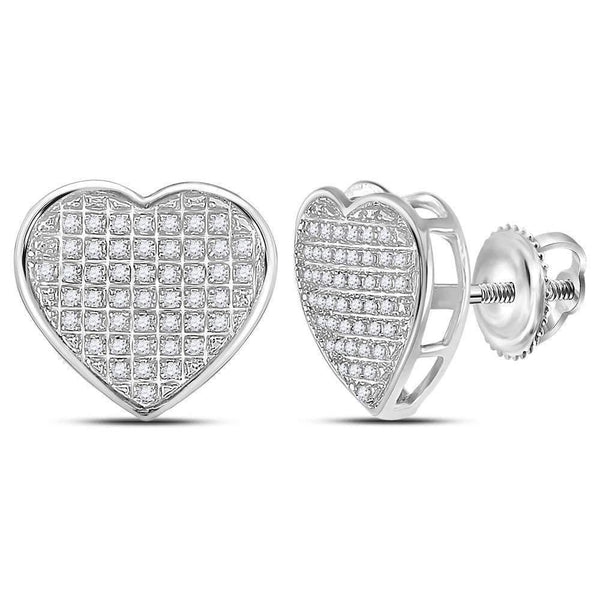 10kt White Gold Women's Round Diamond Heart Cluster Stud Earrings 1-6 Cttw - FREE Shipping (US/CAN)-Gold & Diamond Earrings-JadeMoghul Inc.