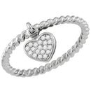 10kt White Gold Women's Round Diamond Heart Dangle Stackable Band Ring 1/10 Cttw - FREE Shipping (US/CAN)-Rings And Bands-5-JadeMoghul Inc.