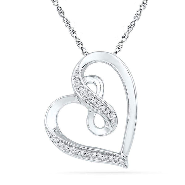 10kt White Gold Women's Round Diamond Heart Infinity Pendant 1-10 Cttw - FREE Shipping (US/CAN)-Gold & Diamond Pendants & Necklaces-JadeMoghul Inc.