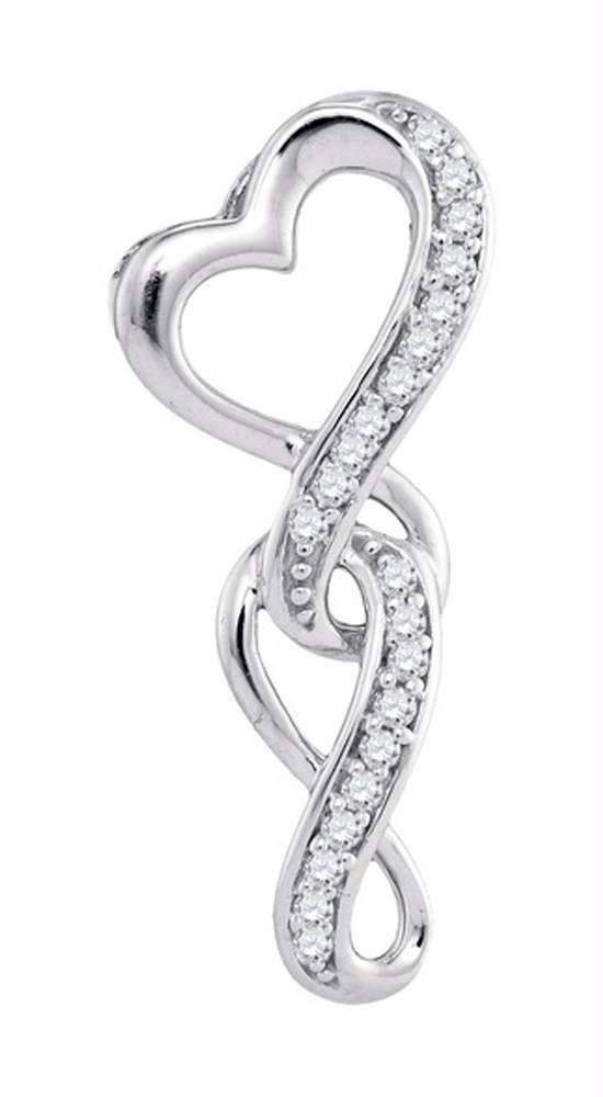 10kt White Gold Women's Round Diamond Heart Infinity Pendant 1-20 Cttw - FREE Shipping (US/CAN)-Gold & Diamond Pendants & Necklaces-JadeMoghul Inc.