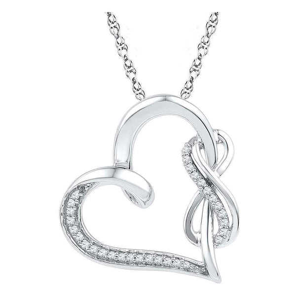 10kt White Gold Womens Round Diamond Heart Infinity Pendant 1-8 Cttw-Gold & Diamond Pendants & Necklaces-JadeMoghul Inc.