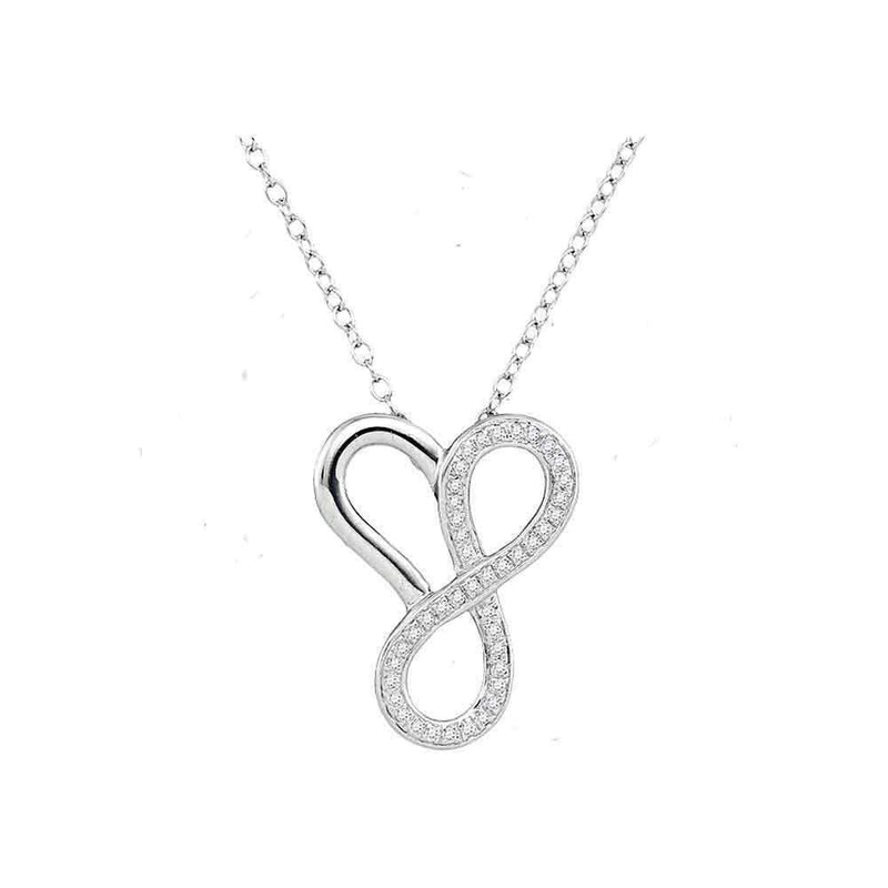 10kt White Gold Women's Round Diamond Heart Infinity Pendant Necklace 1-6 Cttw - FREE Shipping (US/CAN)-Gold & Diamond Pendants & Necklaces-JadeMoghul Inc.