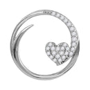 10kt White Gold Women's Round Diamond Heart Love Circle Pendant 1-4 Cttw - FREE Shipping (US/CAN)-Gold & Diamond Pendants & Necklaces-JadeMoghul Inc.