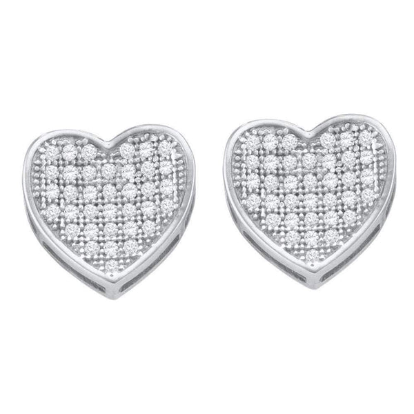 10kt White Gold Women's Round Diamond Heart Love Cluster Earrings 1-4 Cttw - FREE Shipping (USA/CAN)-Gold & Diamond Earrings-JadeMoghul Inc.