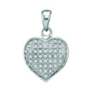 10kt White Gold Women's Round Diamond Heart Love Cluster Pendant 1-10 Cttw - FREE Shipping (US/CAN)-Gold & Diamond Pendants & Necklaces-JadeMoghul Inc.