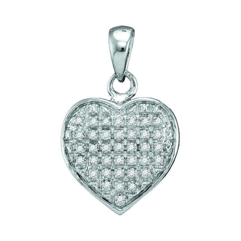 10kt White Gold Women's Round Diamond Heart Love Cluster Pendant 1-10 Cttw - FREE Shipping (US/CAN)-Gold & Diamond Pendants & Necklaces-JadeMoghul Inc.