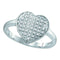 10kt White Gold Women's Round Diamond Heart Love Cluster Ring 1/10 Cttw - FREE Shipping (US/CAN)-Gold & Diamond Heart Rings-9.5-JadeMoghul Inc.
