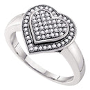 10kt White Gold Women's Round Diamond Heart Love Cluster Ring 1/4 Cttw - FREE Shipping (US/CAN)-Gold & Diamond Heart Rings-5-JadeMoghul Inc.