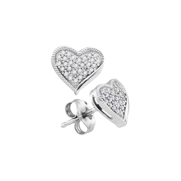 10kt White Gold Women's Round Diamond Heart Love Earrings 1-5 Cttw - FREE Shipping (USA/CAN)-Gold & Diamond Earrings-JadeMoghul Inc.