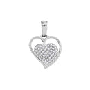 10kt White Gold Women's Round Diamond Heart Love Milgrain Pendant 1-10 Cttw - FREE Shipping (US/CAN)-Gold & Diamond Pendants & Necklaces-JadeMoghul Inc.