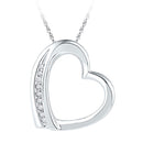 10kt White Gold Women's Round Diamond Heart Love Pendant .03 Cttw - FREE Shipping (US/CAN)-Gold & Diamond Pendants & Necklaces-JadeMoghul Inc.