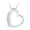 10kt White Gold Women's Round Diamond Heart Love Pendant .03 Cttw - FREE Shipping (US/CAN)-Gold & Diamond Pendants & Necklaces-JadeMoghul Inc.