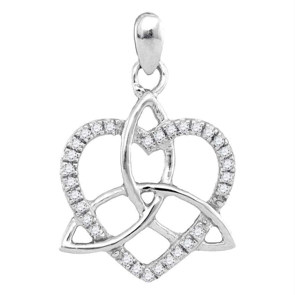 10kt White Gold Women's Round Diamond Heart Love Pendant 1-10 Cttw - FREE Shipping (US/CAN)-Gold & Diamond Pendants & Necklaces-JadeMoghul Inc.