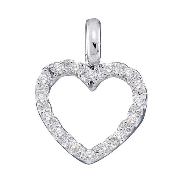 10kt White Gold Women's Round Diamond Heart Love Pendant 1-10 Cttw - FREE Shipping (US/CAN)-Gold & Diamond Pendants & Necklaces-JadeMoghul Inc.
