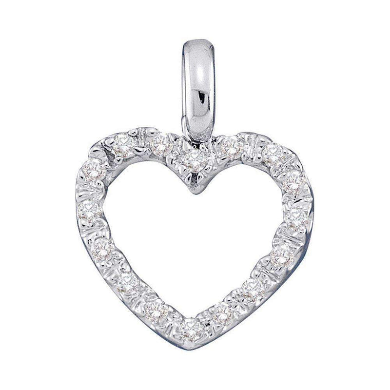 10kt White Gold Women's Round Diamond Heart Love Pendant 1-10 Cttw - FREE Shipping (US/CAN)-Gold & Diamond Pendants & Necklaces-JadeMoghul Inc.