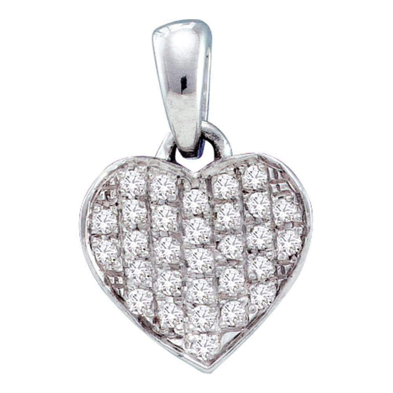 10kt White Gold Women's Round Diamond Heart Love Pendant 1-10 Cttw - FREE Shipping (US/CAN)-Gold & Diamond Pendants & Necklaces-JadeMoghul Inc.