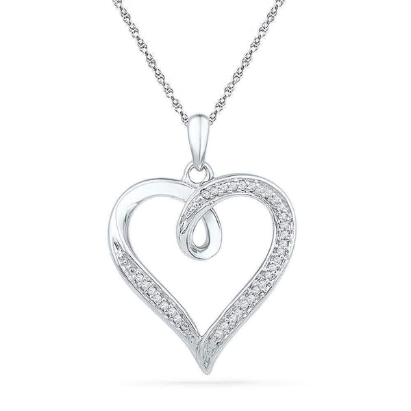 10kt White Gold Women's Round Diamond Heart Love Pendant 1-10 Cttw - FREE Shipping (US/CAN)-Gold & Diamond Pendants & Necklaces-JadeMoghul Inc.