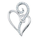 10kt White Gold Women's Round Diamond Heart Love Pendant 1-10 Cttw - FREE Shipping (US/CAN)-Gold & Diamond Pendants & Necklaces-JadeMoghul Inc.