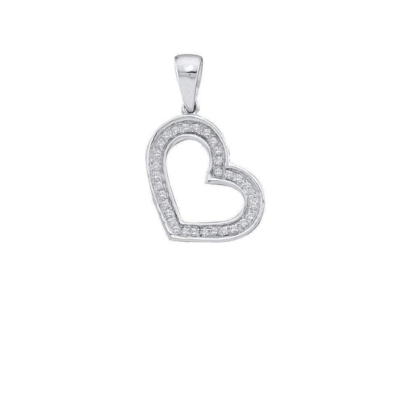 10kt White Gold Women's Round Diamond Heart Love Pendant 1-10 Cttw - FREE Shipping (US/CAN)-Gold & Diamond Pendants & Necklaces-JadeMoghul Inc.