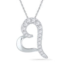 10kt White Gold Women's Round Diamond Heart Love Pendant 1-12 Cttw - FREE Shipping (US/CAN)-Gold & Diamond Pendants & Necklaces-JadeMoghul Inc.