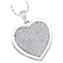 10kt White Gold Women's Round Diamond Heart Love Pendant 1-2 Cttw - FREE Shipping (US/CAN)-Gold & Diamond Pendants & Necklaces-JadeMoghul Inc.