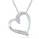 10kt White Gold Women's Round Diamond Heart Love Pendant 1-20 Cttw - FREE Shipping (US/CAN)-Gold & Diamond Pendants & Necklaces-JadeMoghul Inc.