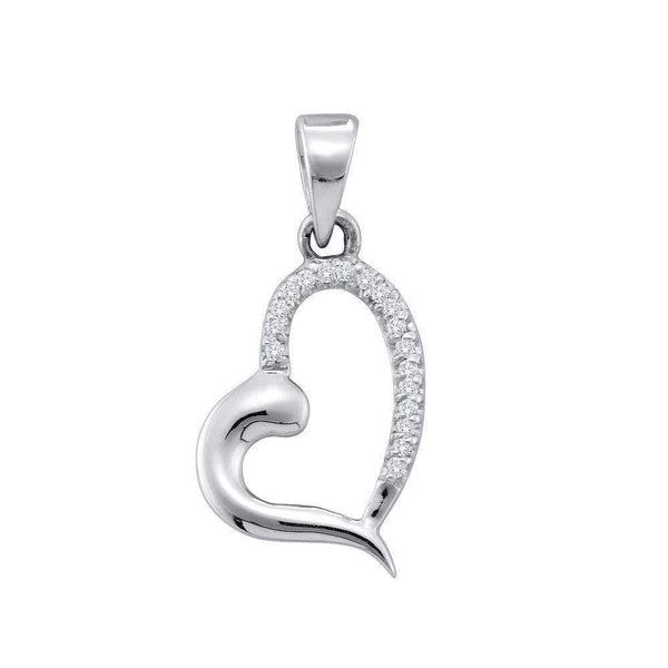 10kt White Gold Women's Round Diamond Heart Love Pendant 1-20 Cttw - FREE Shipping (US/CAN)-Gold & Diamond Pendants & Necklaces-JadeMoghul Inc.