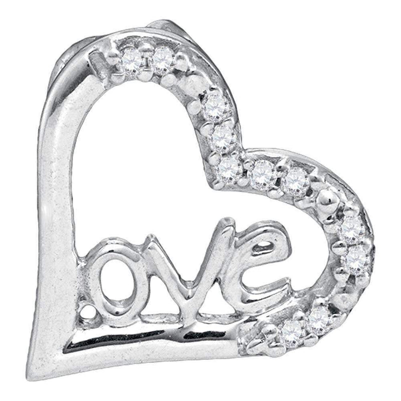 10kt White Gold Women's Round Diamond Heart Love Pendant 1-20 Cttw - FREE Shipping (US/CAN)-Gold & Diamond Pendants & Necklaces-JadeMoghul Inc.